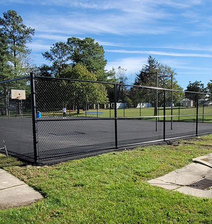 black chain link fence for basketball court