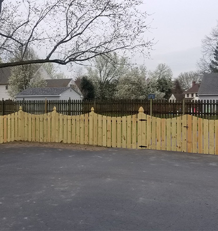 fence with steeple top posts